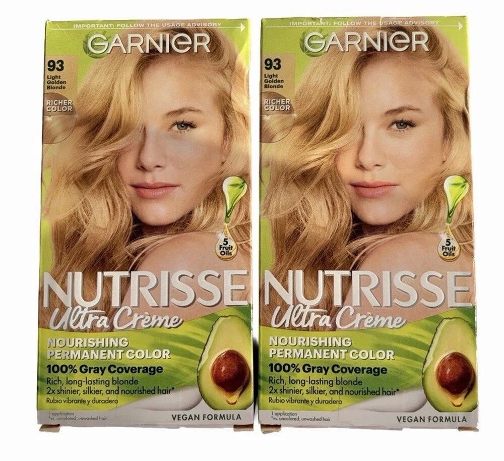 Garnier Nutrisse Ultra Creme Hair Color 93 Light Golden Blonde Permanent 2 Pack